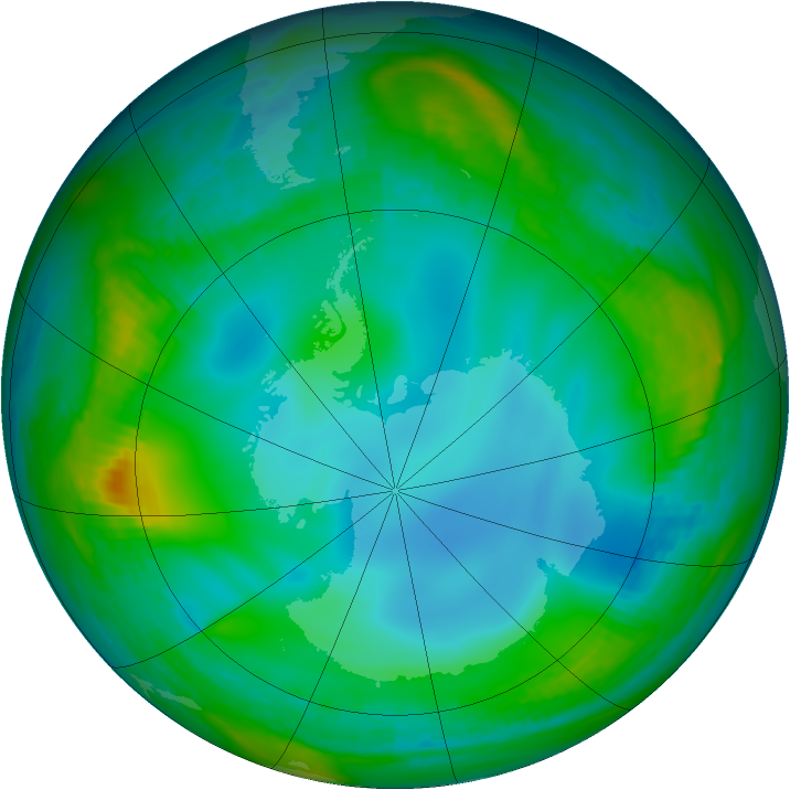 Antarctic ozone map for 10 June 1989